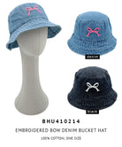 Embroidered Bow Denim Bucket Hat - Charming Charlie