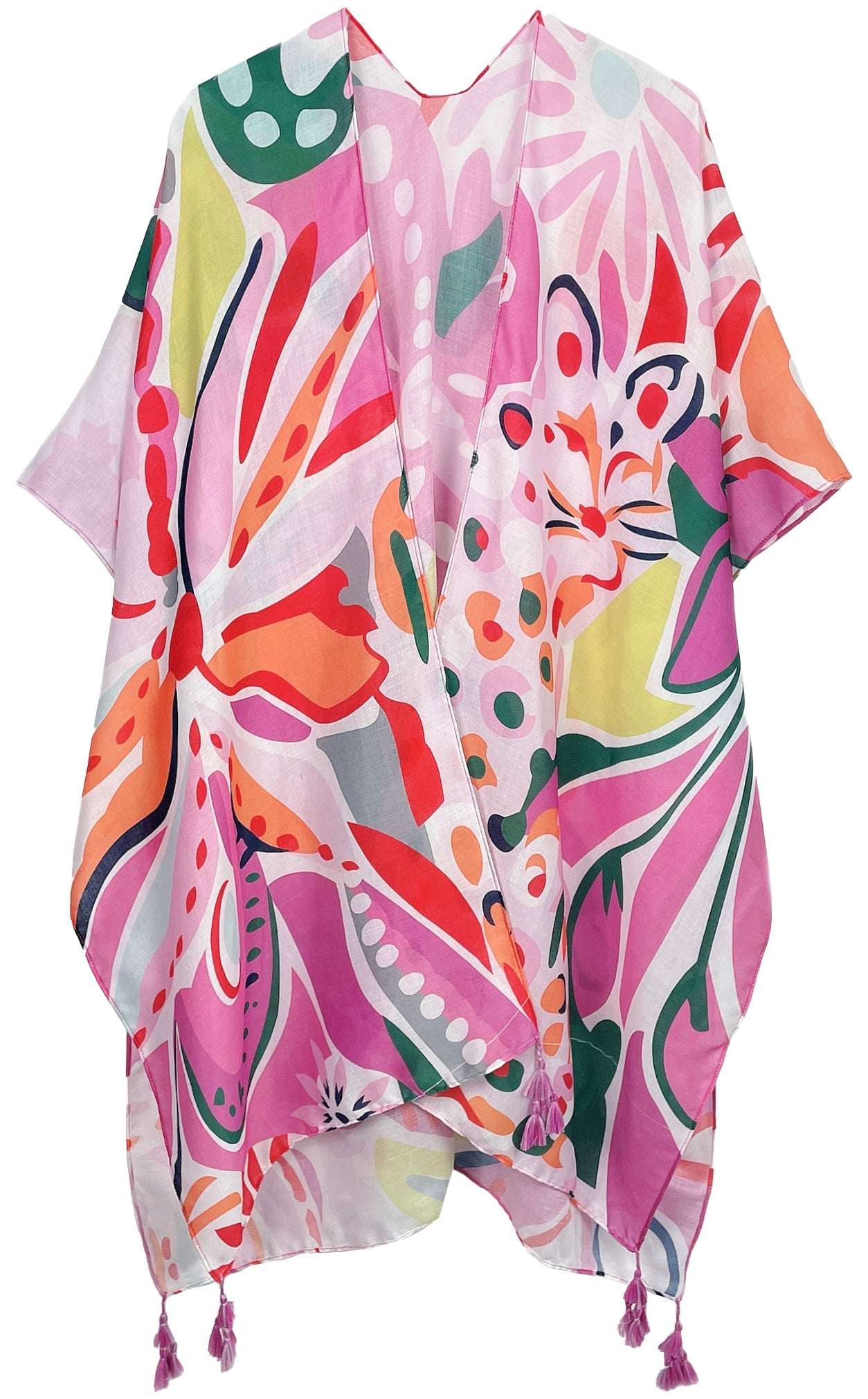 Tropical Floral Print Kimono - Charming Charlie