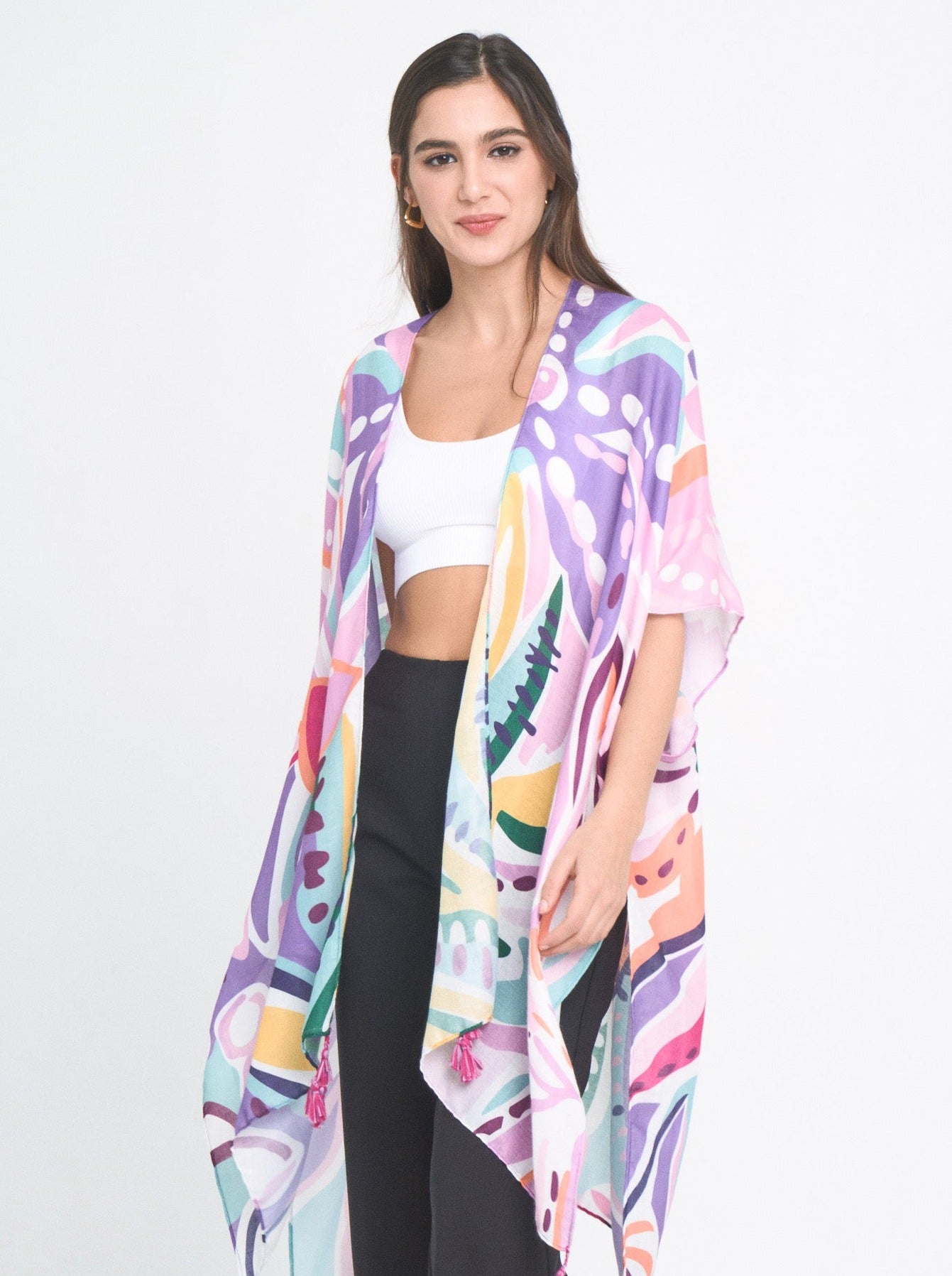 Tropical Floral Print Kimono - Charming Charlie