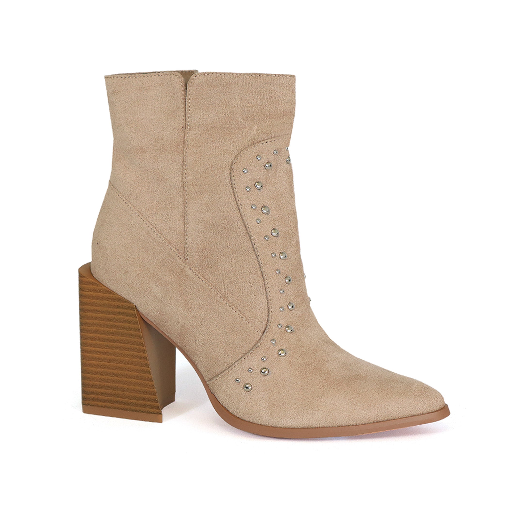 BLONDE-11 Women's Hotstone Suede Bootie - Yoki 