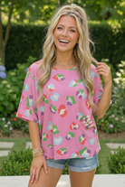 Colorful Leopard Print Waffle Knit Top in Pink - Charming Charlie