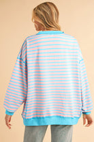Color Clash Drop Shoulder Long Sleeve - Charming Charlie