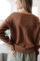 Back to Life V-Neck Sweater in Mocha - Charming Charlie