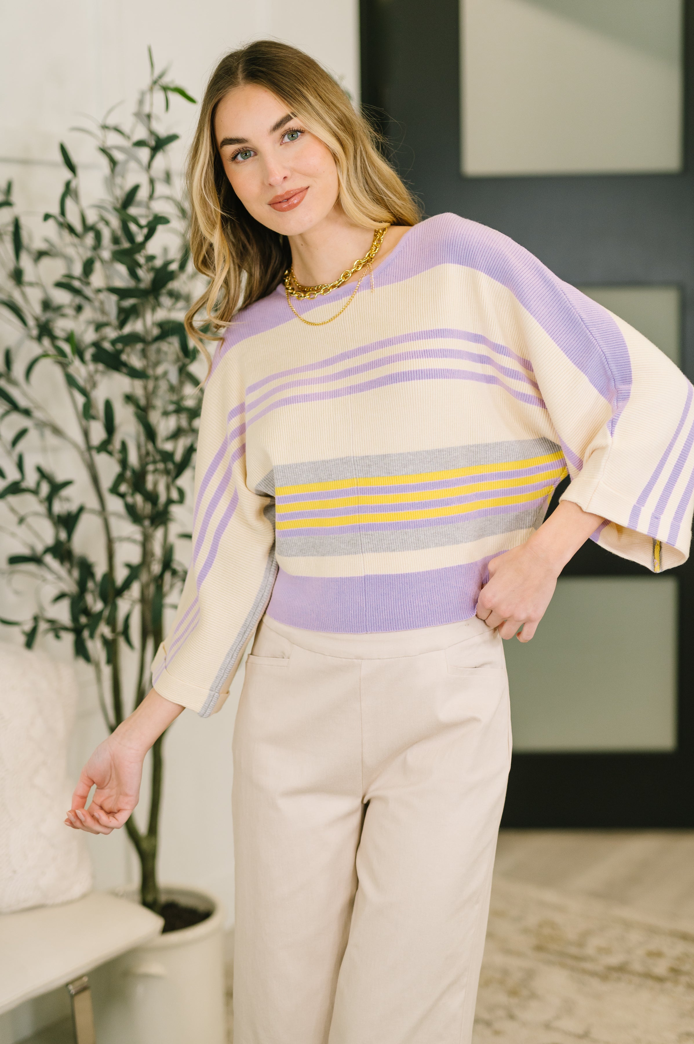 Barely Justified Striped Dolman Sleeve Top - Charming Charlie