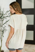 Basic Fade V-Neck Acid Wash Top in Sand Beige - Charming Charlie