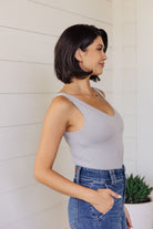 The Basics Bodysuit in Grey - Charming Charlie