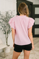 Beauty & Brains Textured Split Neck Blouse - Charming Charlie