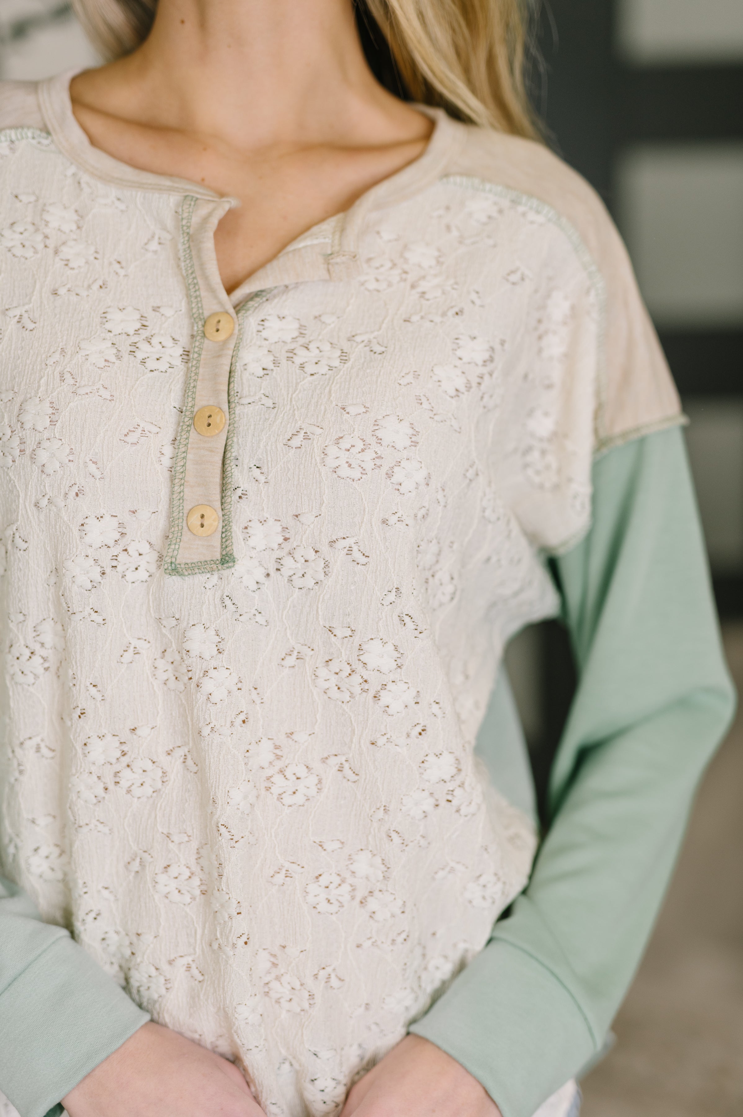 Because I Can Drop Shoulder Henley Top - Charming Charlie
