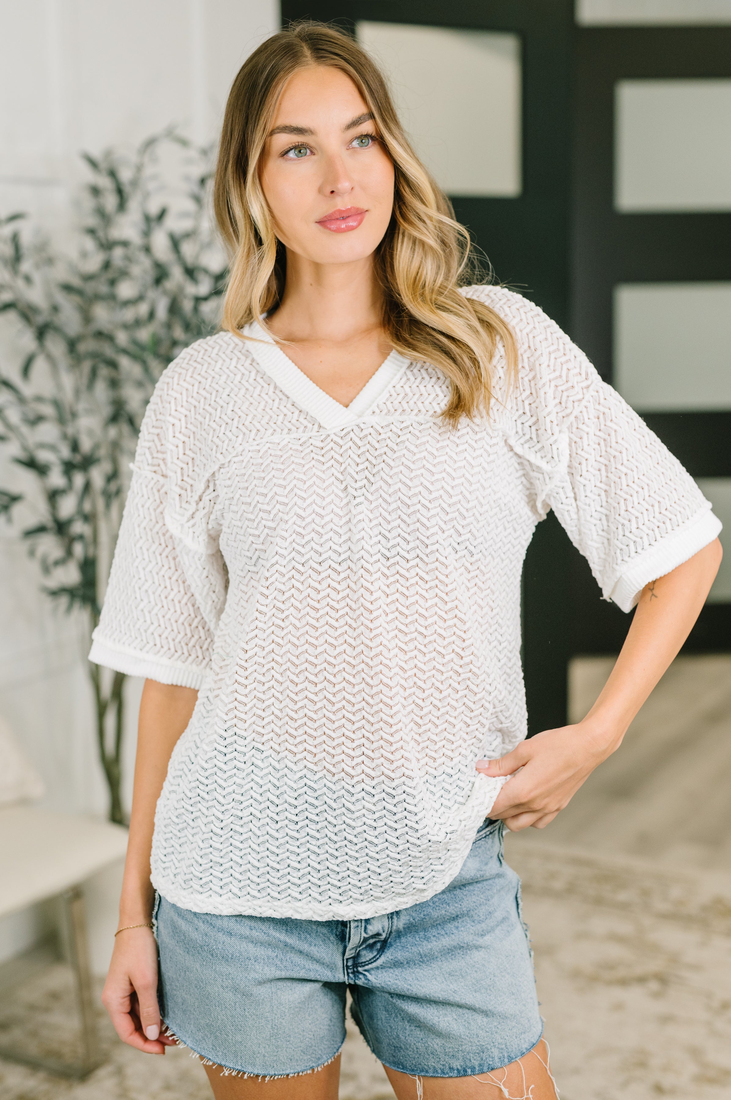 Beginning to Care Textured Oversized Top - Charming Charlie