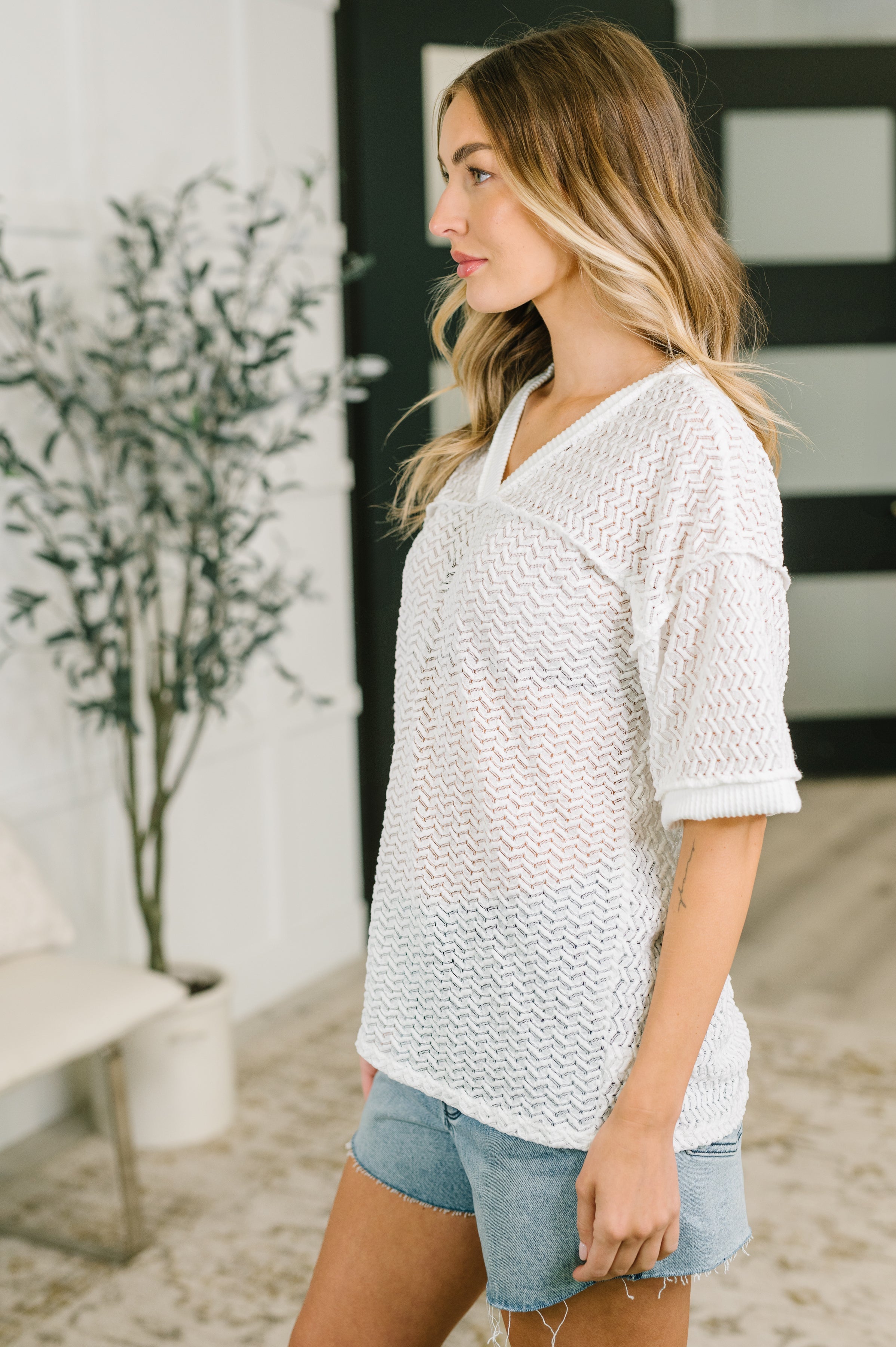 Beginning to Care Textured Oversized Top - Charming Charlie