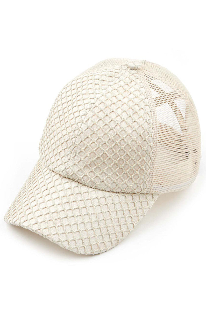 C.C GLITTER NETS CRISS-CROSS PONYCAP - Charming Charlie