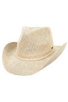 Beige C.C Metallic Band Trim Cowboy Hat offers a stylish twist to the classic cowboy hat. With a metallic band trim, it adds a touch of glamour to any outfit. Made with quality materials, it provides both fashion and functionality, making it a must-have accessory for any fashion-forward individual. Elevate your western look with this trendy cowboy hat.