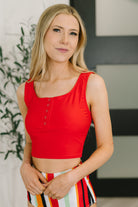 Bermuda Snap Up Swim Top in Red - Charming Charlie