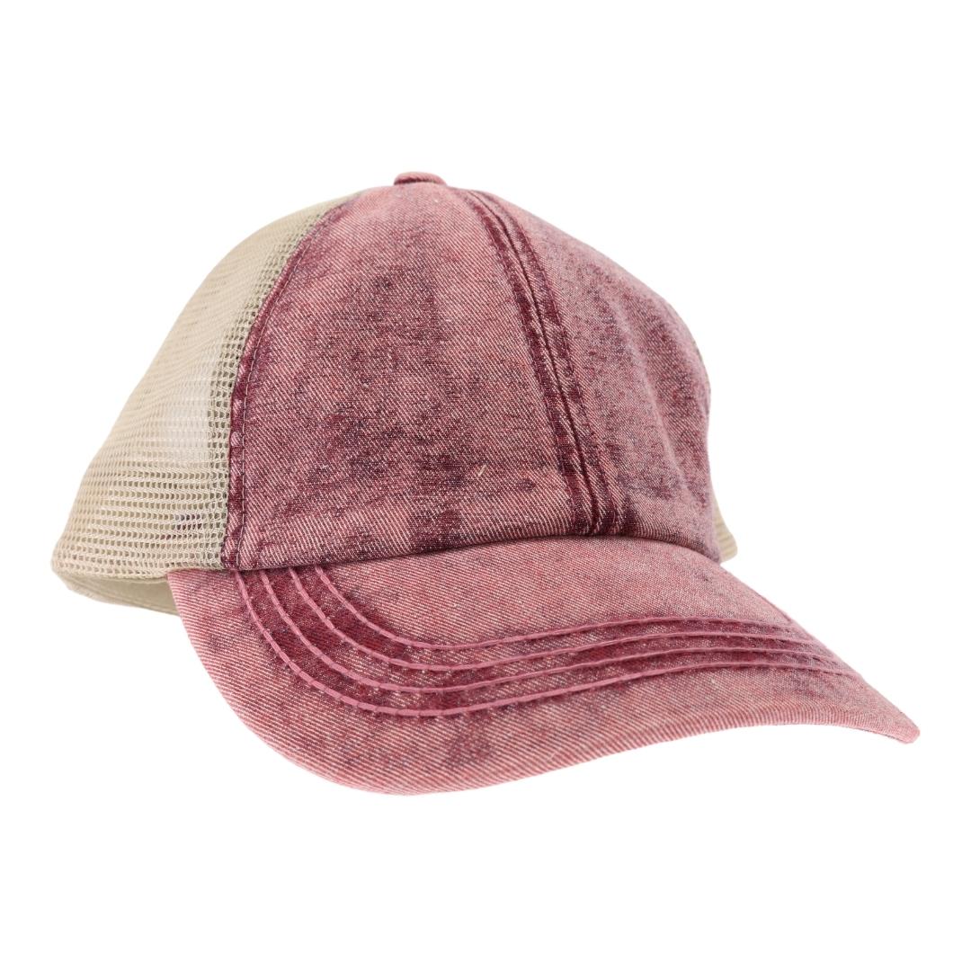 C.C STONEWASHED DENIM CRISS CROSS PONYCAP - Charming Charlie