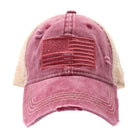 C.C U.S.A EMBROIDERY American Flag PONYCAP - Berry - PONYCAP