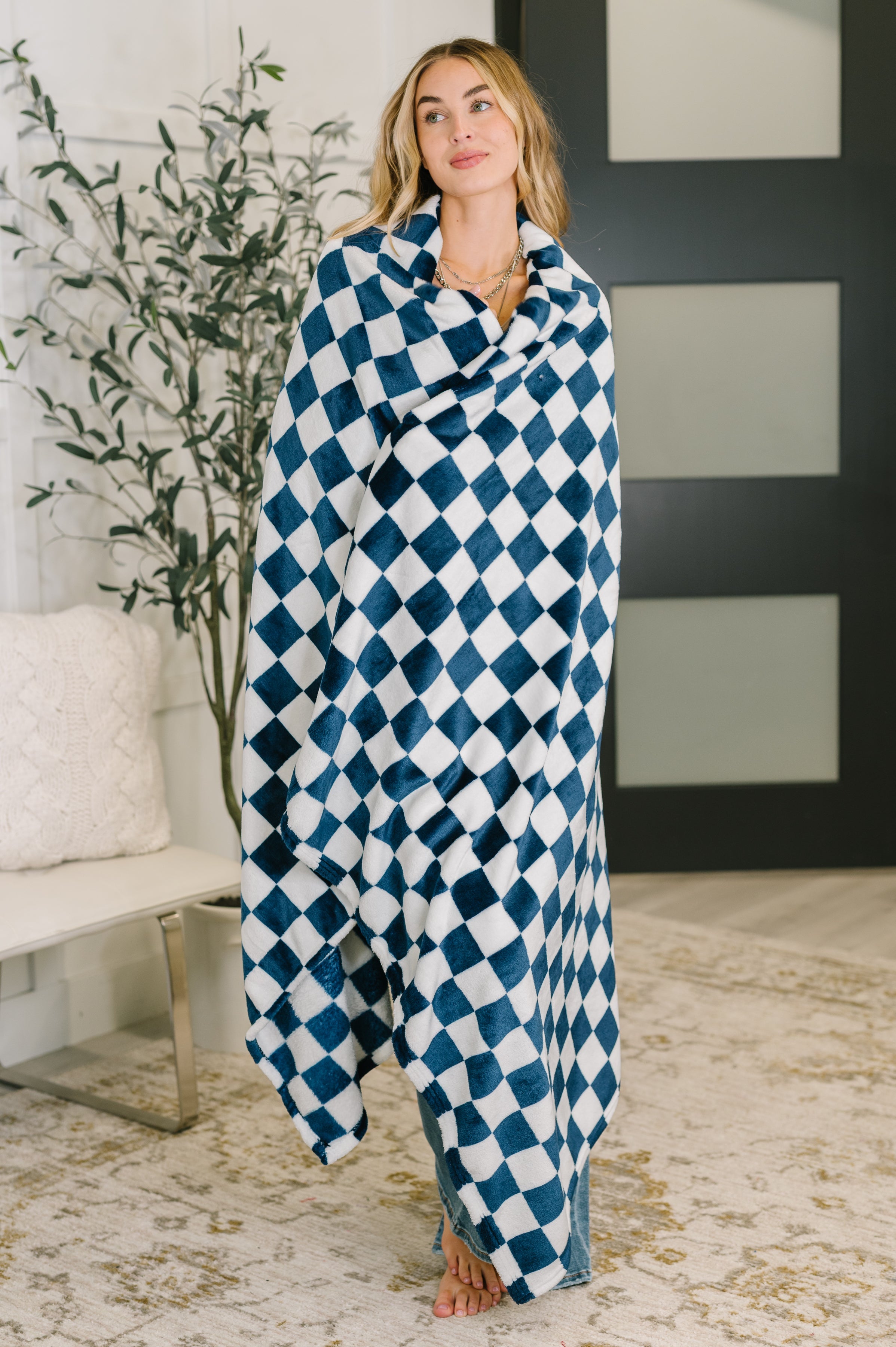 Berry Cozy Checkered Blanket - Charming Charlie