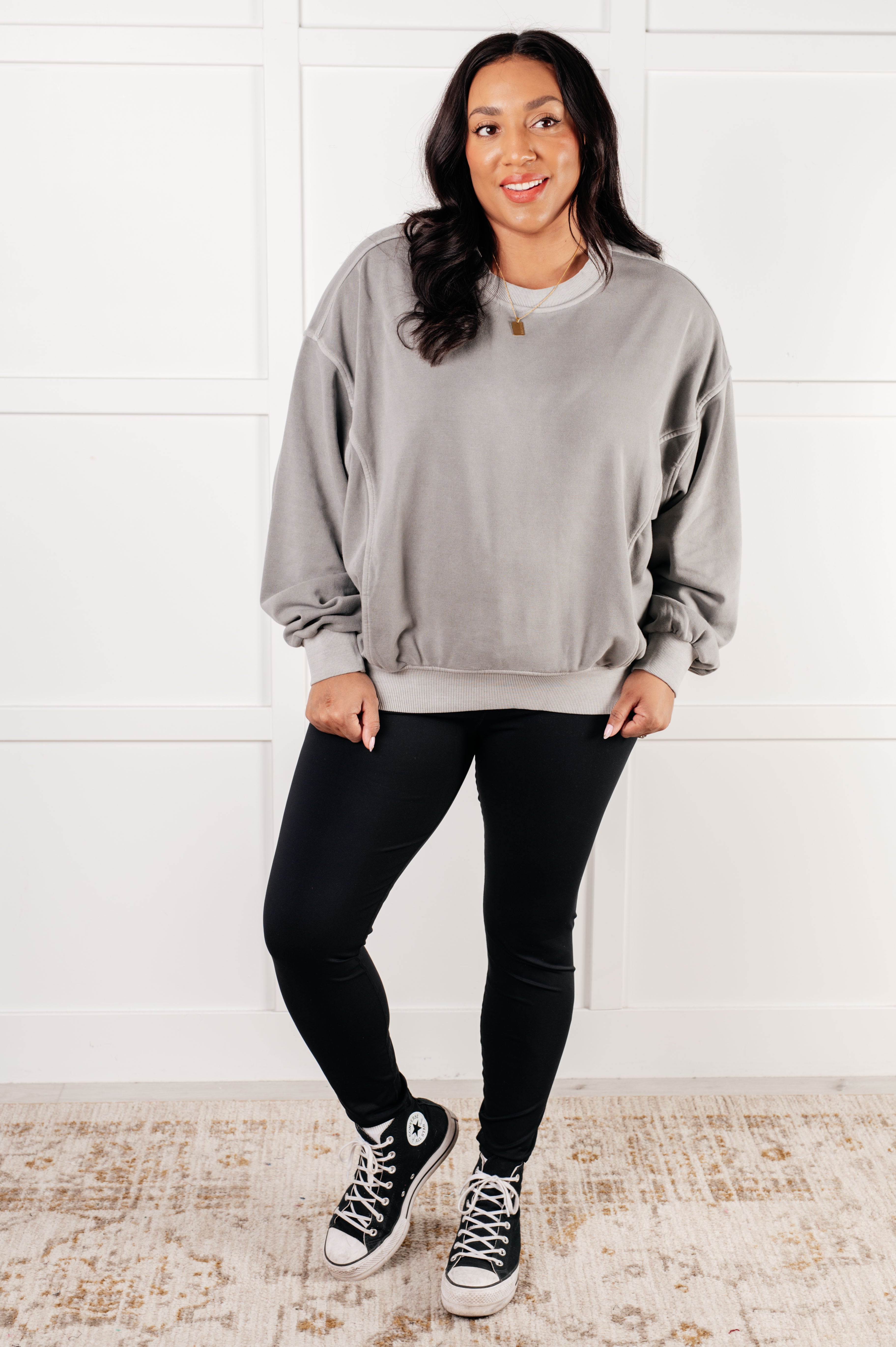 Beyond the Basics Pullover in Sleet - Charming Charlie