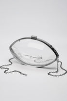 Black Clear Acrylic Football Stadium Clutch Bag is expertly crafted from high-quality transparent acrylic, ensuring compliance with stadium security policies while offering a sleek, modern aesthetic. Its rigid structure protects your essentials, and the compact size provides convenient portability. Perfect for sports events, this clutch combines practicality with style for the discerning fan.