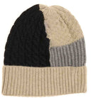 Black-Beige Tri-Color Cuff Beanie offers a refined balance of warmth and style, featuring a distinctive three-tone design that elevates any outfit. Its cuffed construction ensures a secure, comfortable fit, making it an ideal accessory for cold weather. Crafted with quality materials, this beanie provides reliable insulation while maintaining breathability, suitable for both casual and active use. 