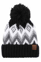 Black C C Soft Aztec Pattern Beanie with Knit Pom, is beautifully knitted with variety of colors and design that brings a unique look. Coordinate with any outfit to match the best with absolute warmth and coziness in style. This is an ideal winter head cover that comes in one size winter cap with a pom that fits most head sizes. Perfect winter gift accessory for your friends, family and the persons you love.