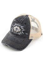 Black-C.C Aztec Patch Mesh Ponycap offers a stylish and breathable option for your outdoor activities. With its unique mesh design and eye-catching Aztec patch, this ponycap provides both fashion and functionality. Stay cool and trendy while protecting your head and face from the sun.