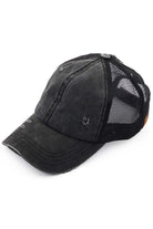 Black C.C BASEBALL PONYCAP is the perfect combination of fashion and function. Made with high-quality materials, it provides both style and protection from the sun. Its adjustable strap ensures a comfortable fit for all head sizes. Stay trendy and protected with the C.C BASEBALL PONYCAP.