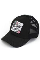 Black C.C BE YOURSELF PATCH CRISS CROSS PONY CAP is both stylish and practical. With a unique criss-cross design and a "Be Yourself" patch, this cap is perfect for any fashion-forward individual. The pony cap style also allows for comfortable and convenient wear. Express yourself with this versatile and trendy accessory.