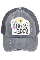 Black C.C BEE HAPPY PATCH VINTAGE PONY CAP is a must-have for any fashion enthusiast. With its vintage pony design and unique patch detailing, it is sure to make a statement. Made with high-quality materials, it offers both style and comfort. Perfect for adding a touch of retro charm to any outfit.