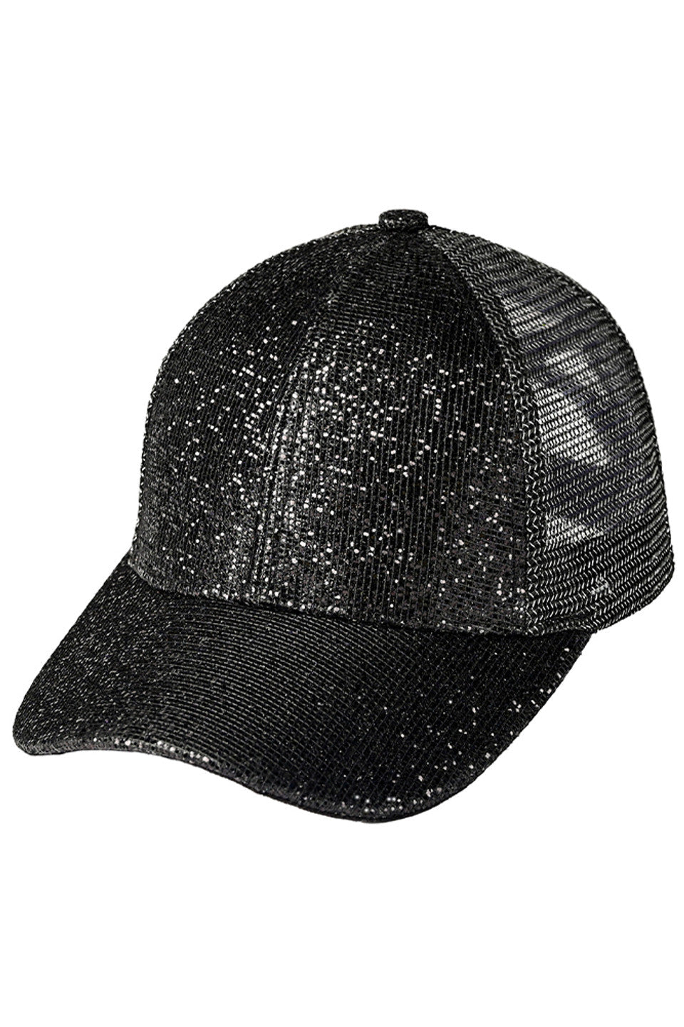 Black C.C Criss Cross Glitter Mesh Baseball Cap combines style and functionality with its glitter mesh design. With its crisscross pattern, it adds a touch of trendy flair to any outfit. The lightweight material provides breathability and the adjustable strap ensures a comfortable fit. A must-have for any fashion-forward individual.