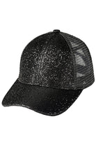 Black C.C Criss Cross Glitter Mesh Baseball Cap combines style and functionality with its glitter mesh design. With its crisscross pattern, it adds a touch of trendy flair to any outfit. The lightweight material provides breathability and the adjustable strap ensures a comfortable fit. A must-have for any fashion-forward individual.