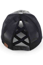 Black-C.C Distressed Beach Please Patch Ponycap is perfect for any sunny getaway. Made with distressed fabric and adorned with a trendy patch, this ponycap adds a stylish touch to your beach look. Protect your face from the sun while staying fashionable.