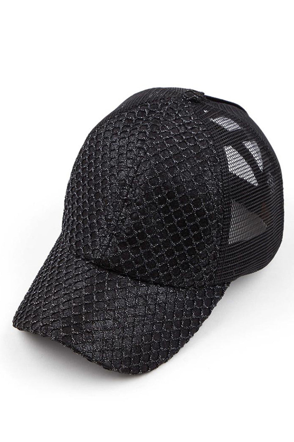C.C GLITTER NETS CRISS-CROSS PONYCAP - Charming Charlie