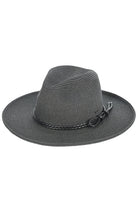 Black C.C Leather String Rope Band Paper Panama Hat features a durable leather string rope band and is made of high-quality paper material. Perfect for a stylish yet practical accessory to protect from the sun's harmful rays. Expertly crafted, this hat showcases intricate details and is designed to last.