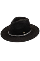 Black C.C MULTI-THREAD RHINESTONE TRIM BAND PANAMA HAT is a must-have accessory for any fashion-forward individual. Crafted with multi-threaded material and adorned with stunning rhinestone trim, this hat adds a touch of elegance to any outfit. With its versatile design, it's perfect for any occasion and provides excellent sun protection.