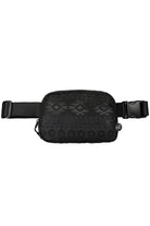 Black C.C South Western Pattern Fanny Pack combines style and functionality in one compact accessory. With a unique South Western pattern, this fanny pack is perfect for both casual and outdoor adventures. Keep all your essentials close by and hands-free with this must-have accessory.