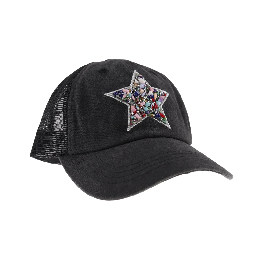 Black C.C Star Stone Embellishment Baseball Cap adds a touch of sparkle and glamour to any outfit. Made with high-quality materials, this cap is both stylish and durable. Perfect for a casual day out or a sports game, this cap is a must-have accessory for any fashion-forward individual.