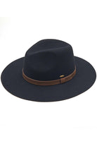 Black C.C Wool Felt Detailed Panama Summer Sun Hat With Strap Banded Trim; Unique, timeless & classic Summer Sun Fedora Hat has a ribbon band trim material accent. Trendy Birthday, Holiday Gift, Christmas Gift, Regalo de Navided, Bad hair days, casual everyday wear, Anniversary Gift, Fall Outfit, Cool Fashion Fedora, Valentine's Day Gift