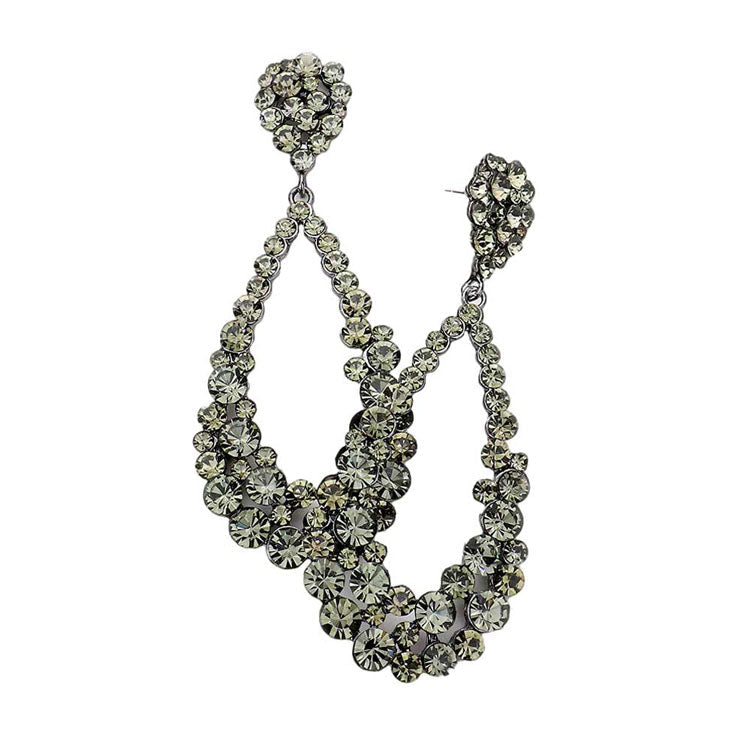 Black Diamond Crystal Bubble Cluster Teardrop Evening Earrings, These gorgeous Crystal pieces will show your class in any special occasion. The elegance of these crystal evening earrings goes unmatched. Perfect jewelry to enhance your look. Awesome gift for birthday, Anniversary, Valentine‚Äôs Day or any special occasion.