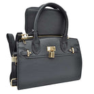 Black Elegant 2 In 1 Women's Medium Top Handle Satchel Totes Handbag with Wallet, 2 in 1 satchel handbag with matching wallet, is perfect to accompany you to work or go shopping. With this top handle, you can wear the bag elegantly on the shoulder. The large main compartment gives a lot of storage space, so you can place all purchases but also valuables and documents in it. The fashionable pattern of the shoulder bag also go well with chic business looks as well as casual everyday styling.