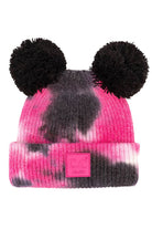 Black Hot Pink C.C Tie Dye Baby Beanie C.C Rubber Patch Double Yarn Pom, before taking your baby  running out the door into the cool air, you’ll want to reach for this toasty beanie to keep your baby incredibly warm. Accessorize the fun way with this faux fur pom pom hat, it's the autumnal touch you need to finish your outfit in style. Awesome winter gift accessory! Perfect Gift Birthday, Christmas, Stocking Stuffer, Secret Santa, Holiday, Anniversary, Valentine's Day, Loved One.