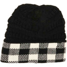 Black-White-The Buffalo Check CC Beanie Tail combines classic style with practical warmth. Crafted from soft, durable fabric featuring a timeless buffalo check pattern, it provides cozy comfort for cooler days. Its loose, slouchy fit accommodates various hairstyles, making it perfect for everyday wear or outdoor activities in crisp weather. This beanie offers both functional protection from the cold and a versatile, stylish addition to any seasonal wardrobe.