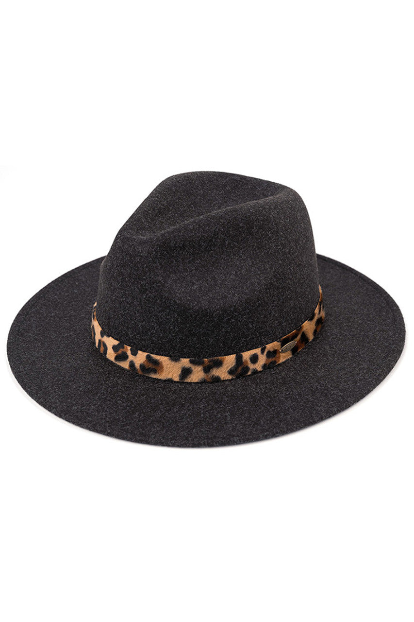 Black C.C Vegan Felt Heather Color Leopard Hat is the perfect accessory for fashion-forward individuals looking for a stylish and sustainable option. Made with vegan felt material, this hat features a trendy leopard print design that will elevate any outfit. Stay on-trend and environmentally conscious with this must-have hat.