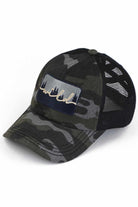 Black_Camo C.C. WILD PATCH CRISS CROSS PONY CAP offers a stylish and functional way to keep your hair in place while out and about. The crisscross design adds a unique touch, while the wild patch adds a pop of colour to your outfit. Made with high-quality materials, this cap is durable and long-lasting.