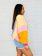Blockbuster Color Block Pullover in Muted - Charming Charlie