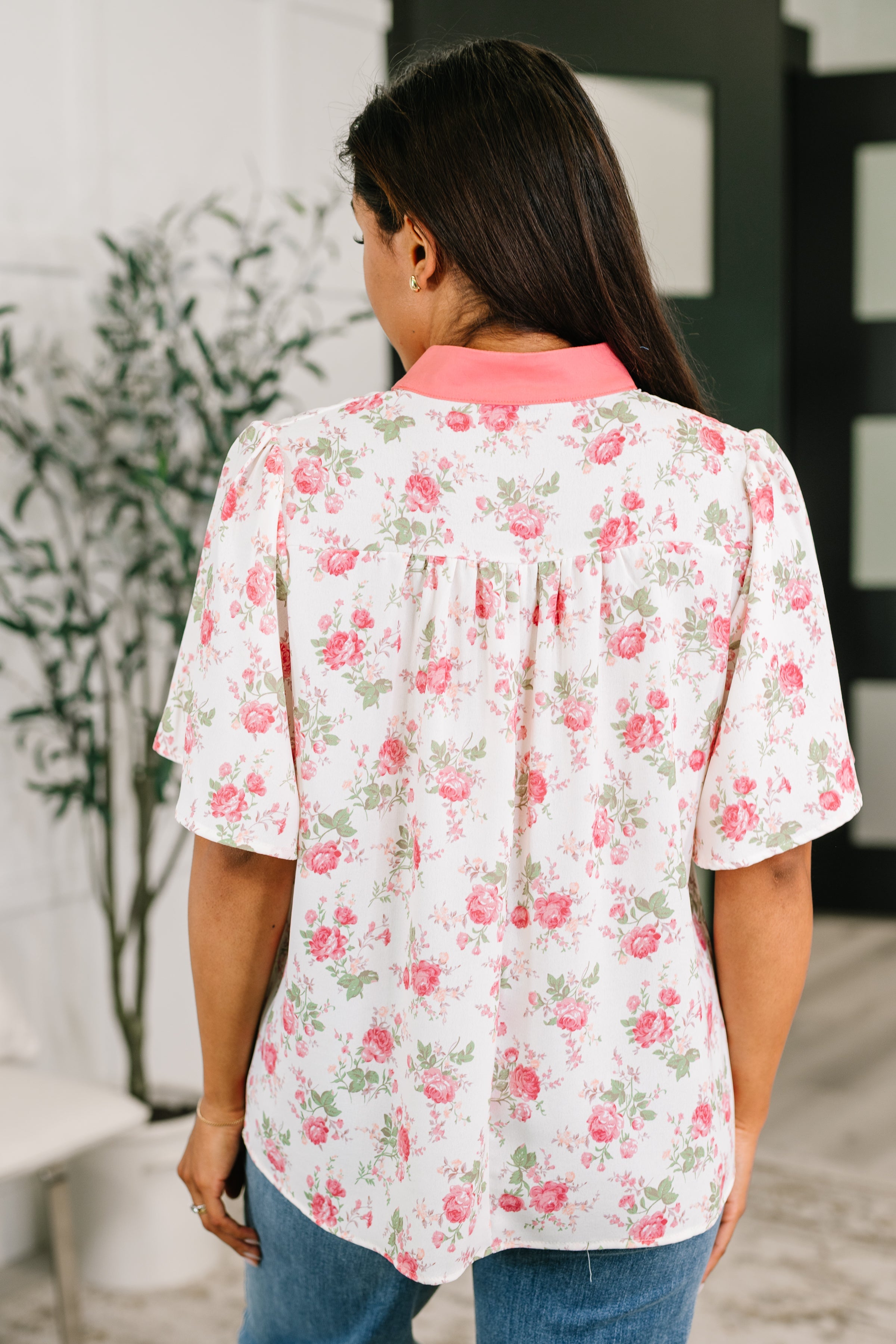 Blooming Season Split Neck Floral Blouse - Charming Charlie