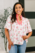 Blooming Season Split Neck Floral Blouse - Charming Charlie
