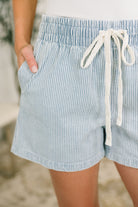 Boardwalk Talks Drawstring Shorts Light Blue - Charming Charlie