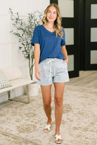Boardwalk Talks Drawstring Shorts Light Blue - Charming Charlie