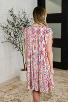 Boho and Behold Flutter Sleeve Dress in Blush/Fuchsia/Mint - Charming Charlie