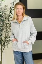 Bonbon Delight Half Zip Pullover in Grey - Charming Charlie
